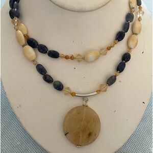 Citrine and denim lapis necklace